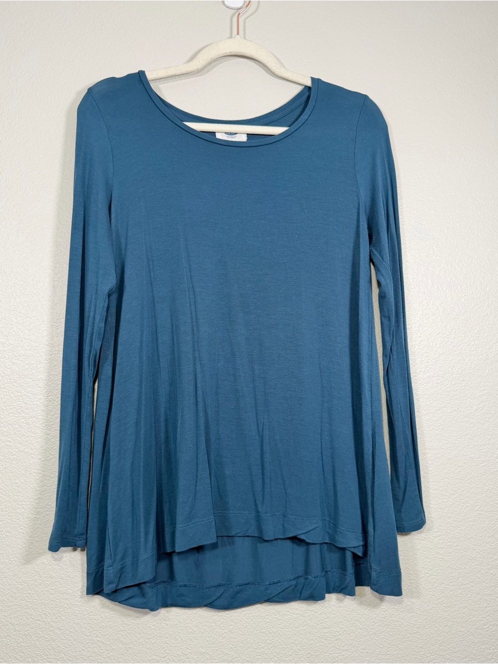 Old Navy Shirt Long-Sleeve Scoop Neck Top Teal Blue Modal Soft Basic Tee Women S